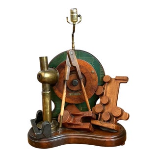 Vintage Wood and Metal Maritime Assemblage Lamp For Sale