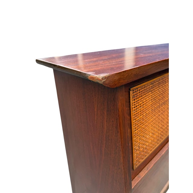 Mid-Century Mainline by Hooker Walnut & Cane Bookcase Headboard, 1957 For Sale - Image 9 of 15