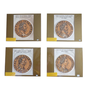 Authentic Antique Early 18th C. Hubert Goltzius "Emperors of Rome" Chiaroscuro Woodcuts - Set of 4