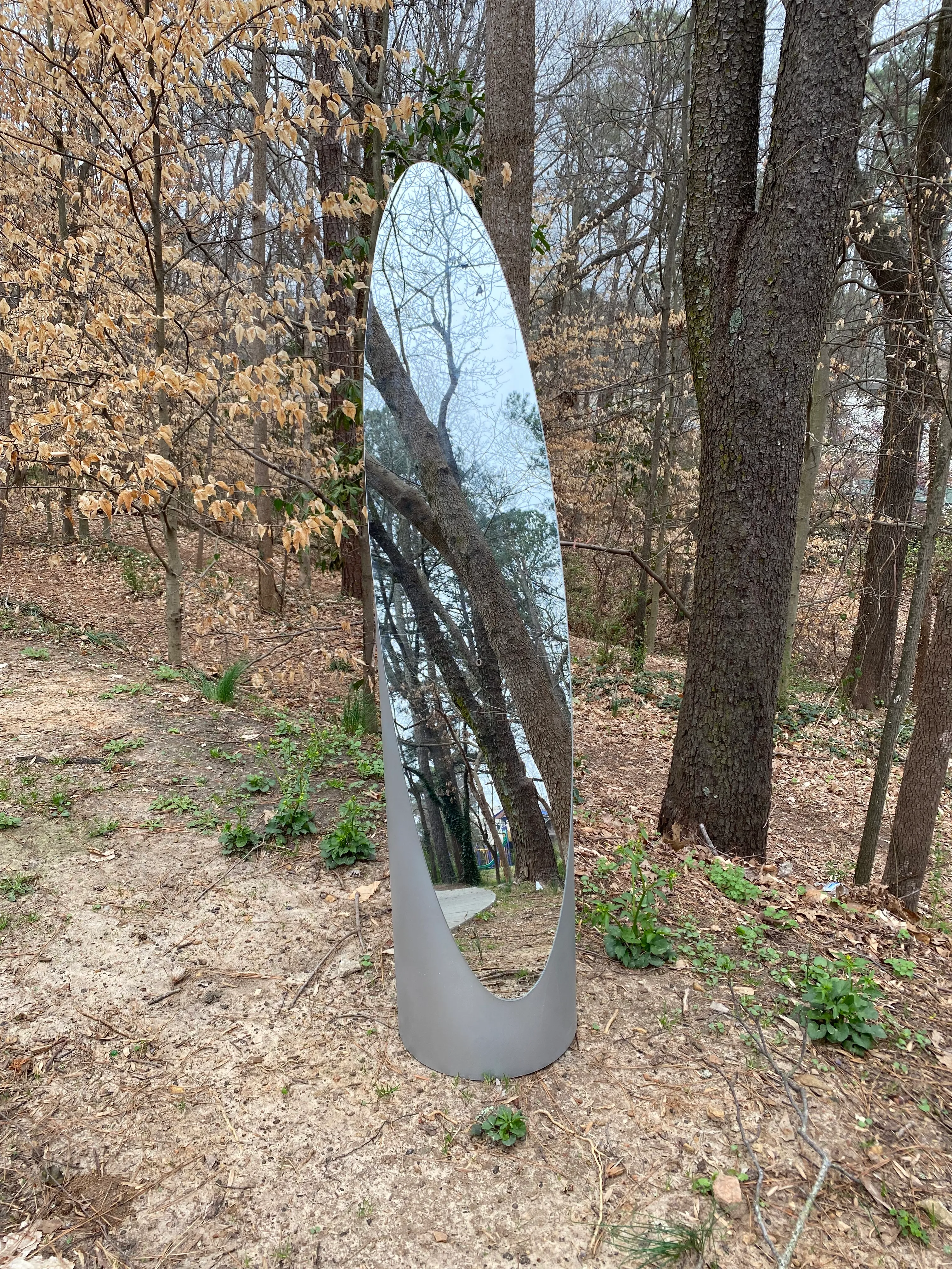 1980s Gaia Postmodern Silver Lipstick Full Length Floor Mirror