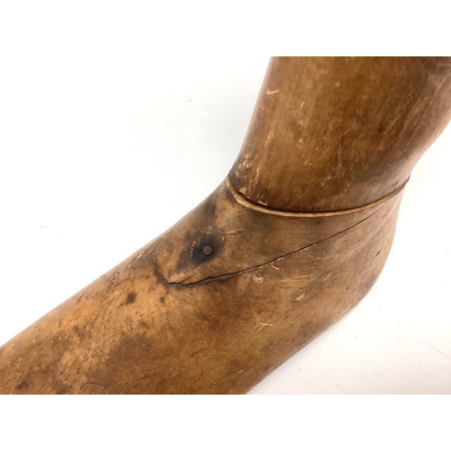 Folk Art Antique Folk Art Wooden Cobbler Left Foot Boot Form Shoe Mold For Sale - Image 3 of 6