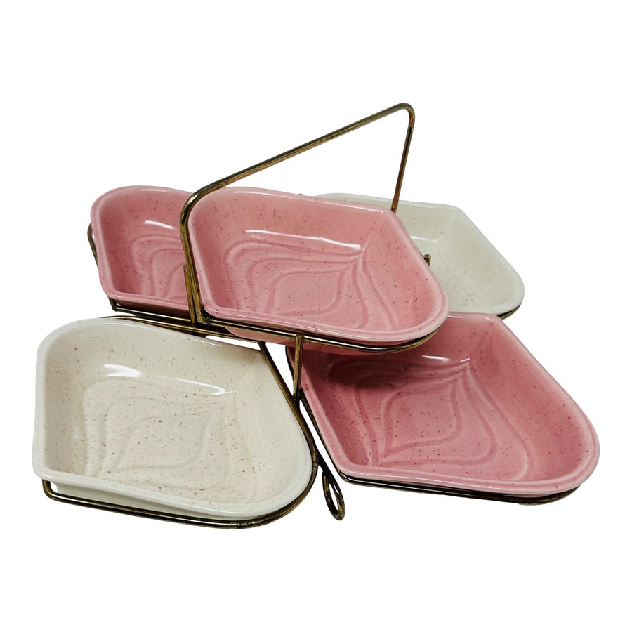 1950's Vintage Mid-Century California Pottery Snack Serving Set