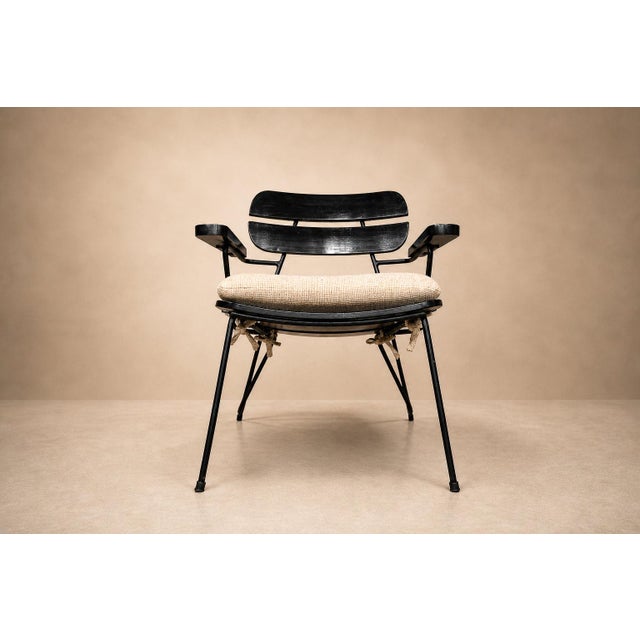 Three Armchairs in Ebonized Wood & Metal With Loose Cushion, Carlo Hauner, 1950s For Sale - Image 17 of 18