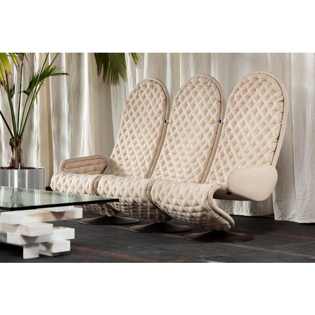Three seat sofa designed by Verner Panton and manufactured by Fritz Hansen in Denmark 1973. This exceptional piece is part...