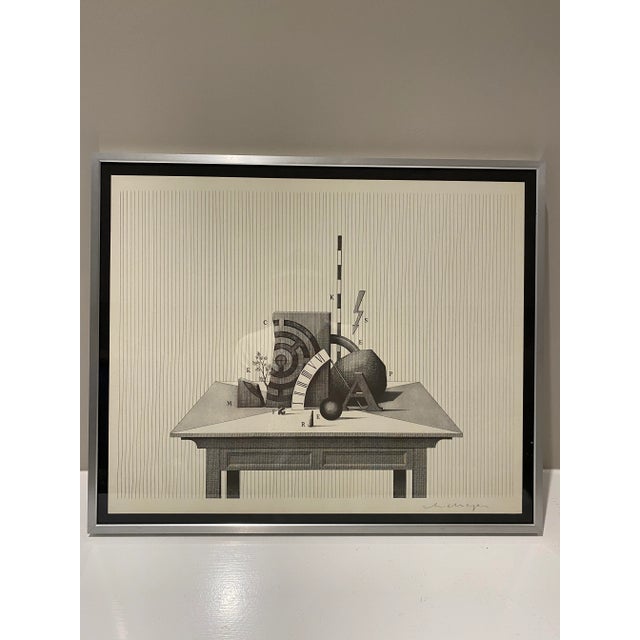 Abstract Late 20th Century Geometric Abstract Print on Paper Signed, Framed For Sale - Image 3 of 9