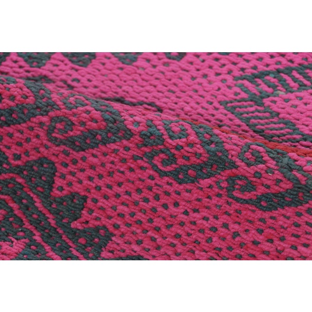 Vintage Frazada Kilim in Pink & Charcoal Geometric Pattern - Rug & Kilim For Sale In New York - Image 6 of 7