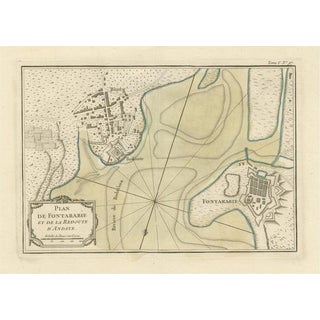 Antique Map of Hondarribia Near the Bidasoa River, 1764 For Sale