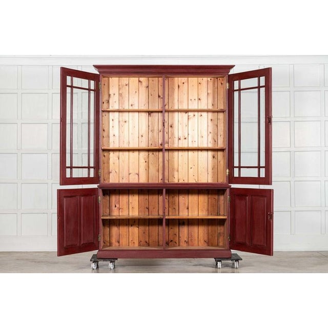 Circa 1890 large 19thc english pine glazed dresser/bookcase sku 2158 together w158 x d43 x h215.5 cm base w148.5 x d43 x...