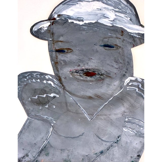 1980s Magical Realism Portrait in Mixed Media of Twins by Inez Storer For Sale - Image 4 of 6