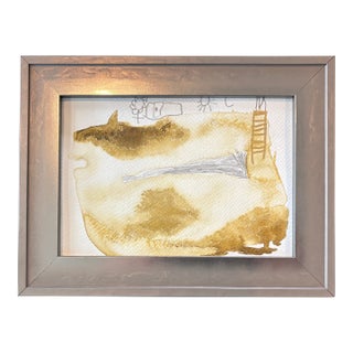 Contemporary Abstract Study in Golds and Grays, Framed For Sale