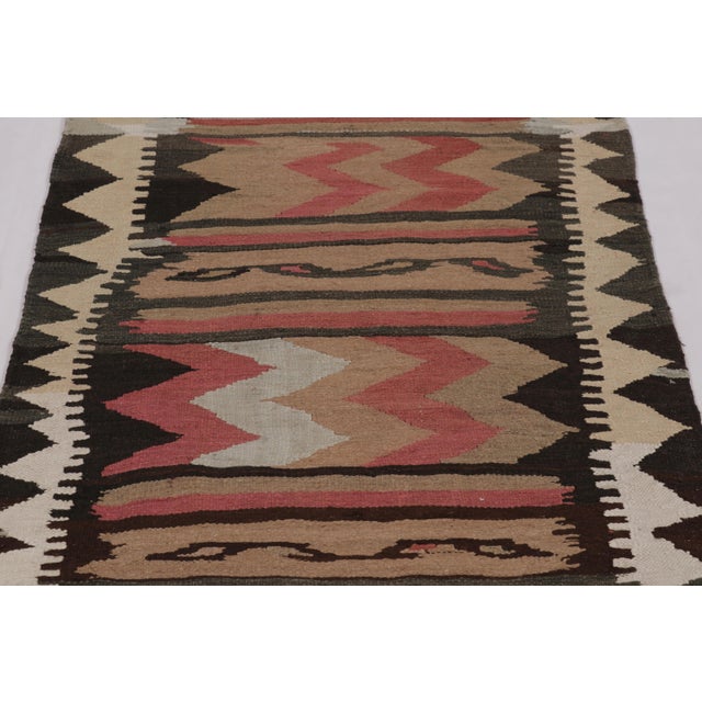 Rug & Kilim Vintage Persian Kilim Runner, Tribal Rug With Bold Chevrons - Rug & Kilim For Sale - Image 4 of 8