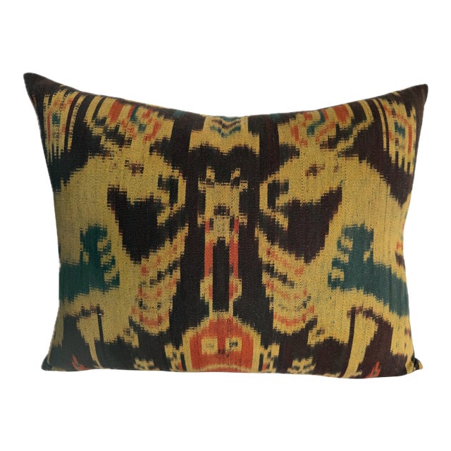 Mid 19th Century Antique Ikat Pillow For Sale