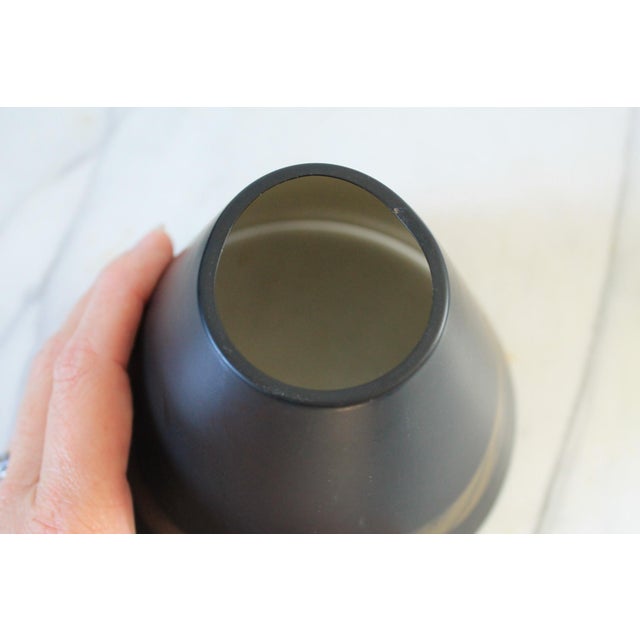 Black Pair of Vintage Tapered Cone-Shaped Toleware Metal Lamp Shades For Sale - Image 8 of 13