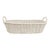 Vintage Long 21 Inch Antique White Painted Wicker Bread Basket With Handles For Sale