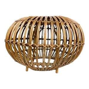 Mid-Century Modern Franco Albini Franca Helg Italian Rattan Stool Pouf Ottoman