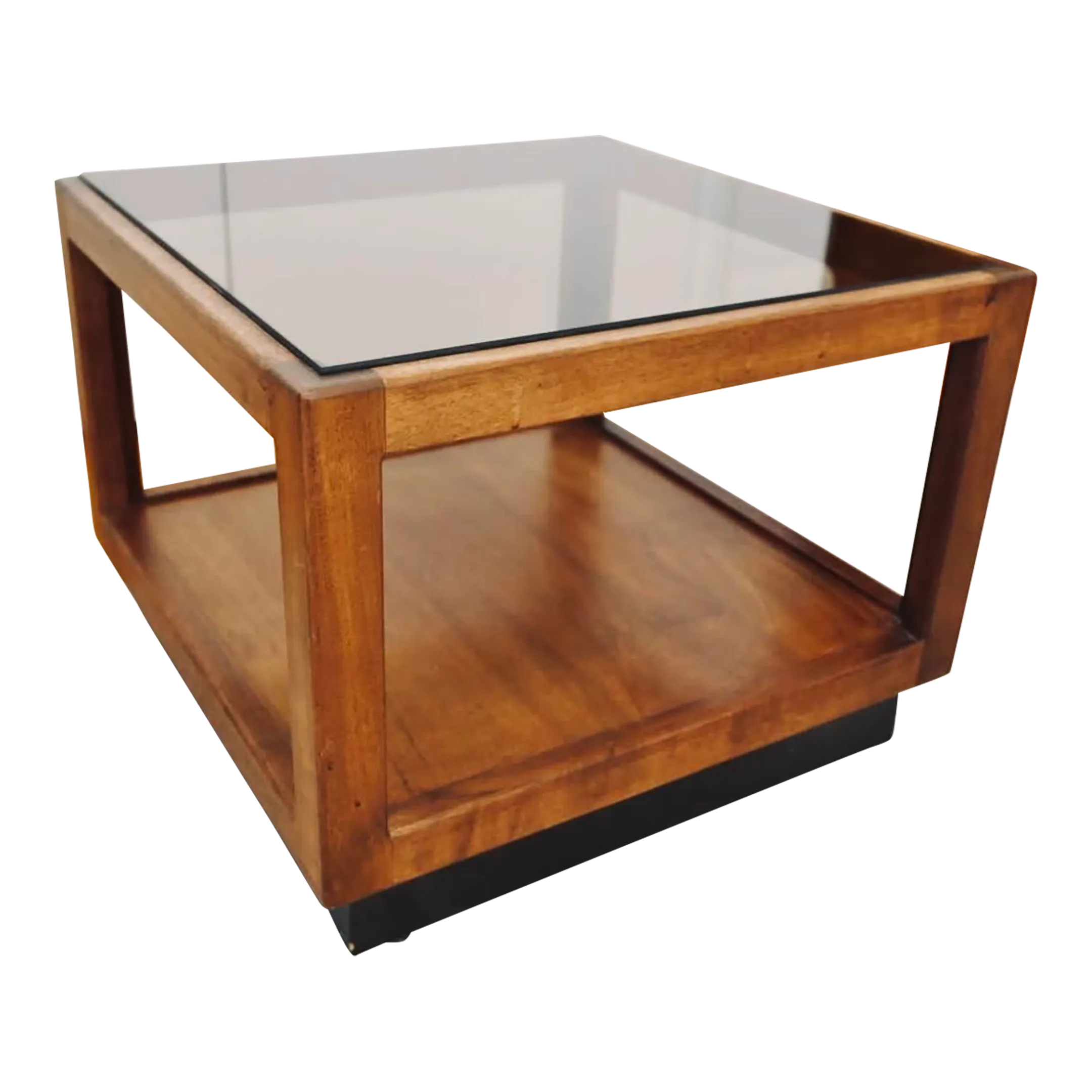 Motivated Seller: 1960s Mid-Century Modern Smoked Glass Walnut