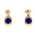 Elegant 14k yellow gold dangle earrings featuring rich royal-blue lapis lazuli cabochons set in oval frames with an...
