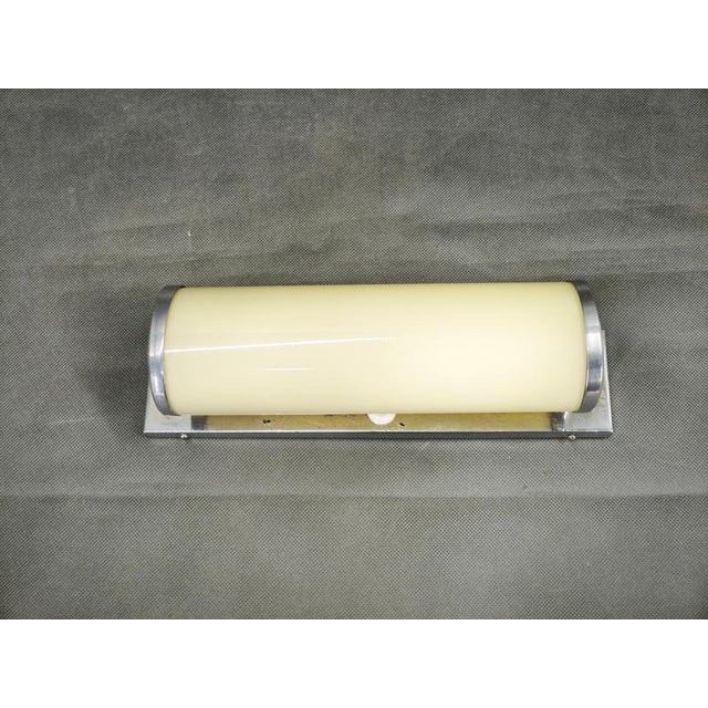 Vintage Bauhaus Chrome Wall Light with Cream Opaline Glass, Czechoslovakia, 1930s For Sale - Image 10 of 11