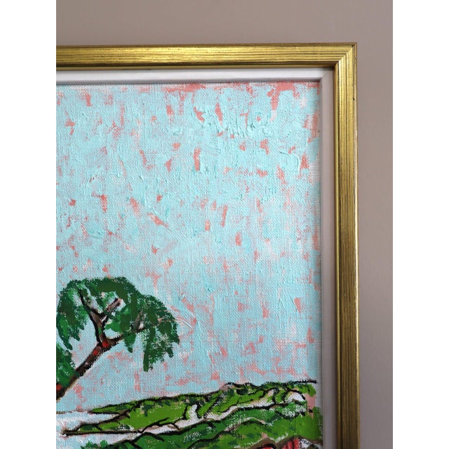 Textile Mid-Century Modern 'Stroll Above the Bay' Expressive Landscape Oil Painting by Swedish Artist Uno Vallman (1913-2004), Framed For Sale - Image 7 of 14