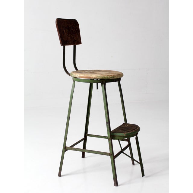 Antique Industrial Drafting Chair With Step For Sale - Image 15 of 18
