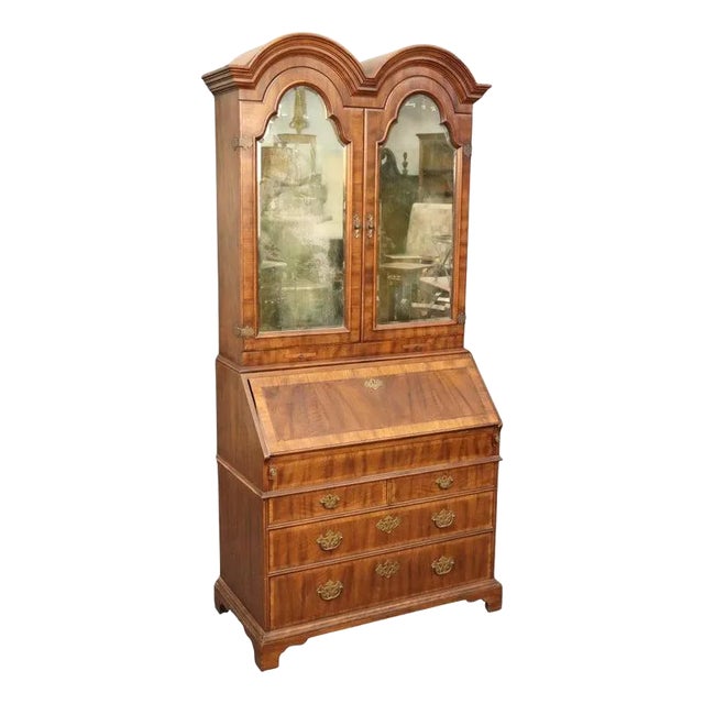 John Widdicomb Walnut Aged Mirrored Tombstone Style Georgian Secretary For Sale
