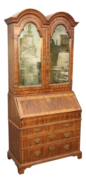 John Widdicomb Walnut Aged Mirrored Tombstone Style Georgian Secretary