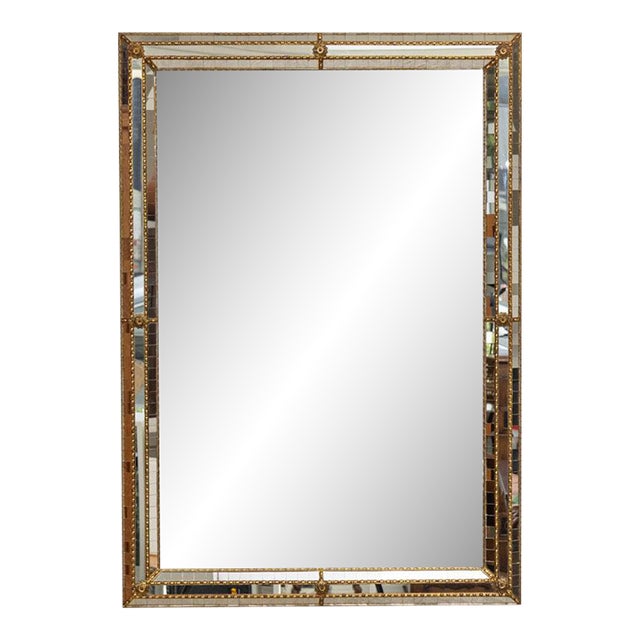 1960s French Brass Beaded Mirror For Sale