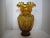 Victorian Mid 20th Century Amber Glass Ruffled Rim Statement Vase For Sale - Image 3 of 6