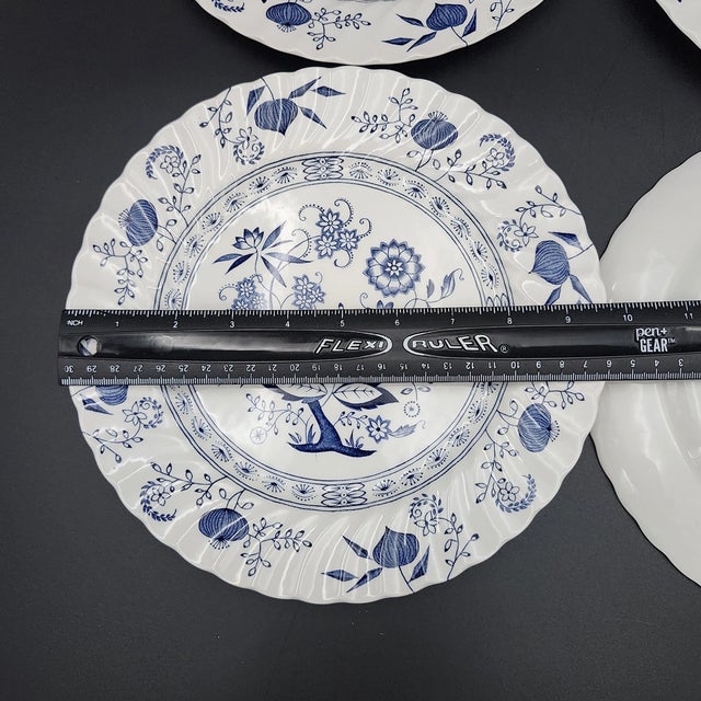 Johnson Brothers Vintage Johnson Bros England Nordic Blue Onion 9.75" Dinner Plates - Set of 4 For Sale - Image 4 of 4