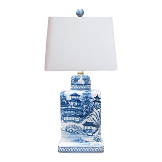 Blue and White Porcelain Pagoda Table Lamp For Sale