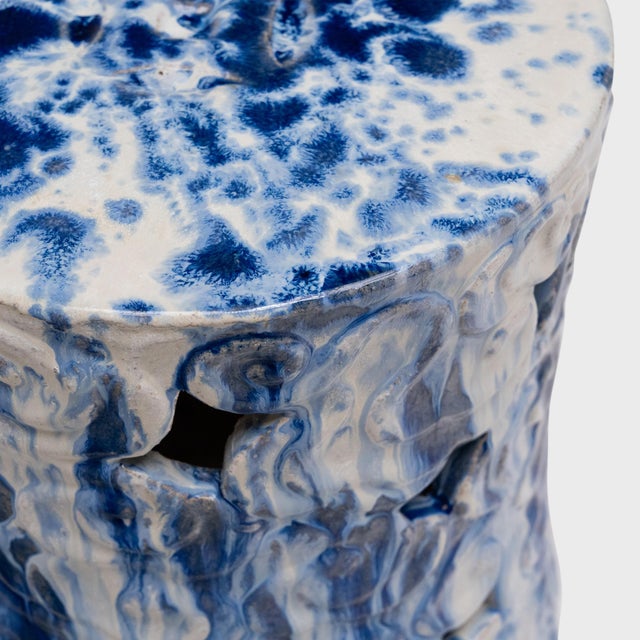 Chinese Drip Blue & White Cloud Garden Stool For Sale - Image 4 of 6