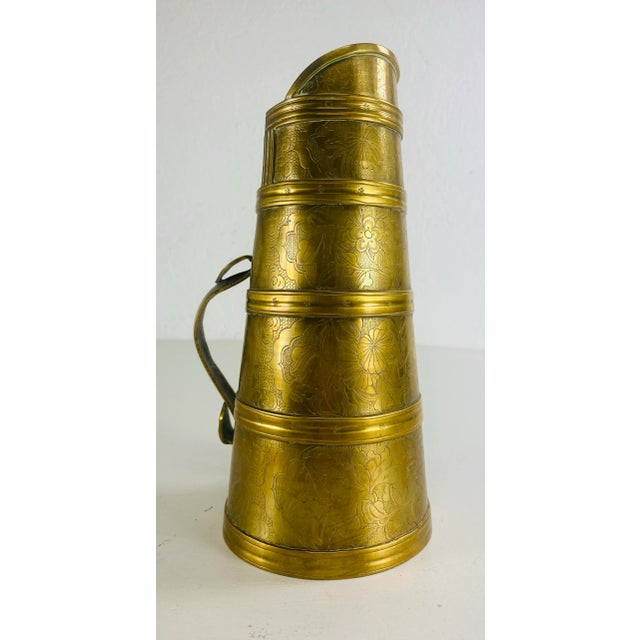 Mid 20th Century Solid Brass Hand Chafed Vessel For Sale - Image 4 of 9