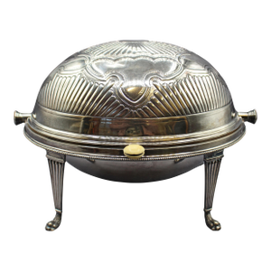 C. 1850-80 English Silver Plated Repousse Revolving Hunt or Breakfast Tureen