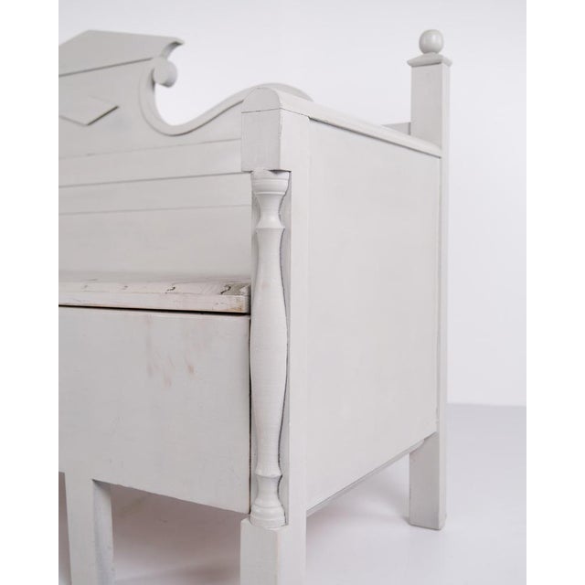 Wood Antique Grey Storage Bench in Pine, 1860s For Sale - Image 7 of 11