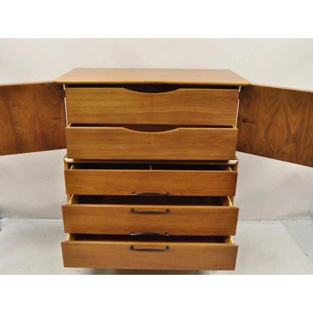 Kent Coffey Eloquence Mid Century Modern Walnut Tall Chest Highboy Dresser For Sale In Philadelphia - Image 6 of 13