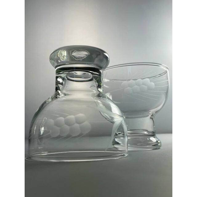 Vintage 1950s Javit Etched Wheat Juice Glasses- Set of 6 For Sale In Charlotte - Image 6 of 8