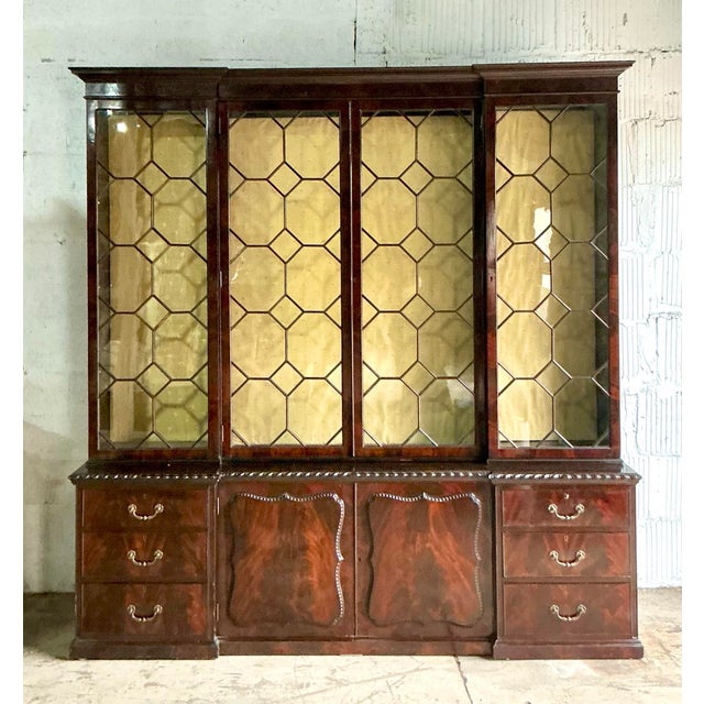 Vintage Regency George III Mahogany Breakfront For Sale - Image 11 of 12
