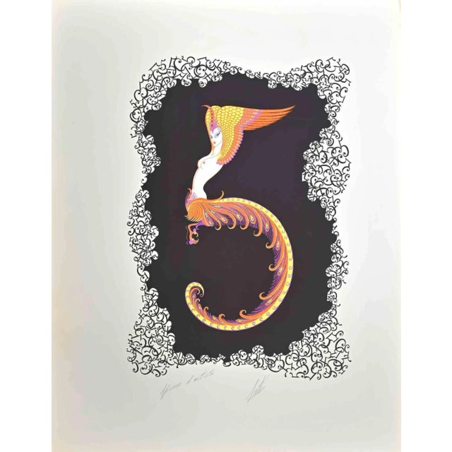 Modern Erté, Le 5, Lithograph, 1968 For Sale - Image 3 of 3