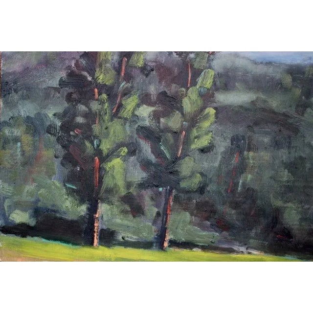 Contemporary Modern Oil Painting Landscape - Campground View For Sale - Image 3 of 7