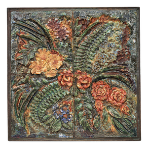 Ceramic Floral Relief Wall Sculpture by Neubauer, 1970s
