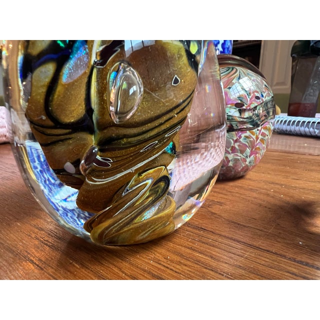 Glass Collection of Vintage Abstract Glass Paperweights- Set of 3 For Sale - Image 7 of 12