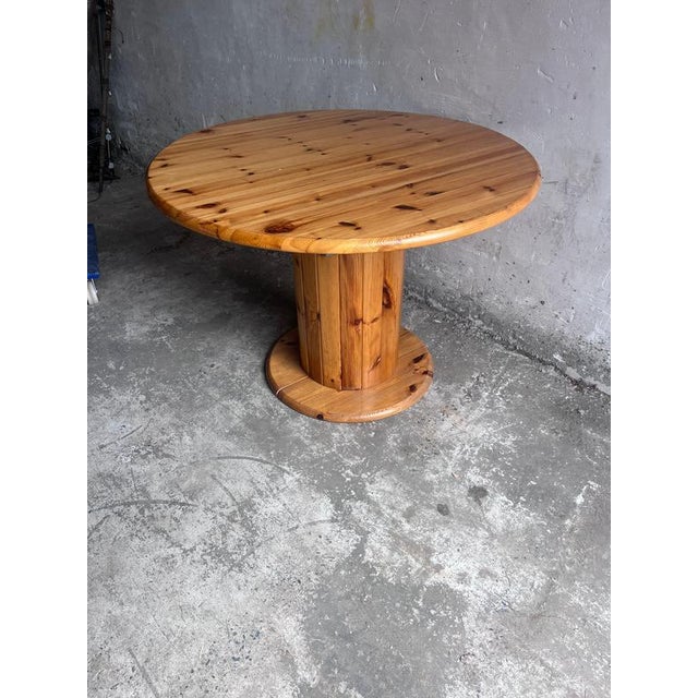 1970s Round Pine Dining Table, 1970s For Sale - Image 5 of 9