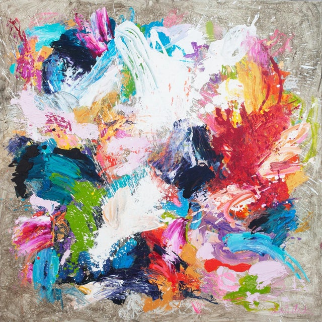 White Contemporary Abstract Acrylics/Mixed Media on Canvas "Lumiere" by Carolina Alotus For Sale - Image 8 of 12