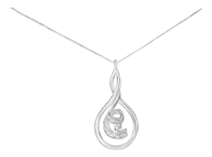 Espira 10K White Gold 1/8 cttw Round Cut Diamond Layered Spiral Pendant Necklace (I-J, I1-I2)
