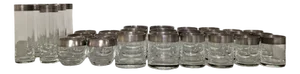 Silver Band Glassware by Dorothy Thorpe Inc., 1960s, Set of 30