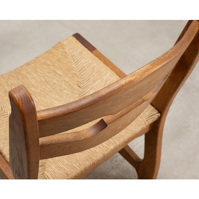 Set of Six French Brutalist Razor Blade Oak Rush Dining Chairs For Sale - Image 13 of 18