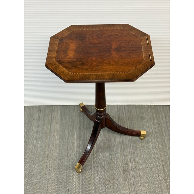 Traditional Baker Furniture Tilt Top Satin Wood Side Table For Sale - Image 3 of 12