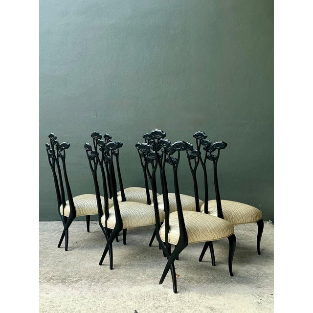 Late 20th Century Vintage Christopher Guy Art Nouveau Style Dining Chairs - Set of 6 For Sale - Image 5 of 13