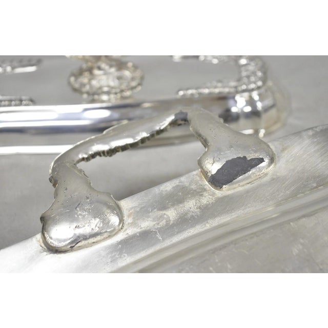 Vintage Victorian Silver Plated Meat Serving Platter Tray W/ Covered Dishes For Sale - Image 17 of 18