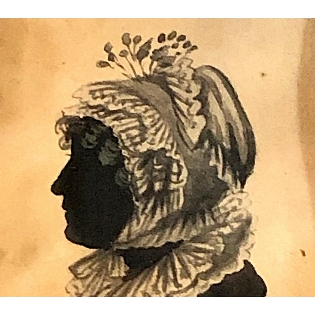 American 19th-Century Framed Painted Silhouette of Martha Washington For Sale - Image 3 of 5